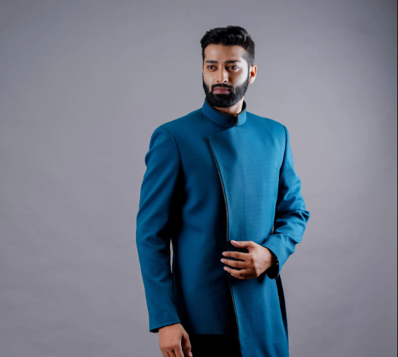 Man in a modern indo-western style tailored outfit